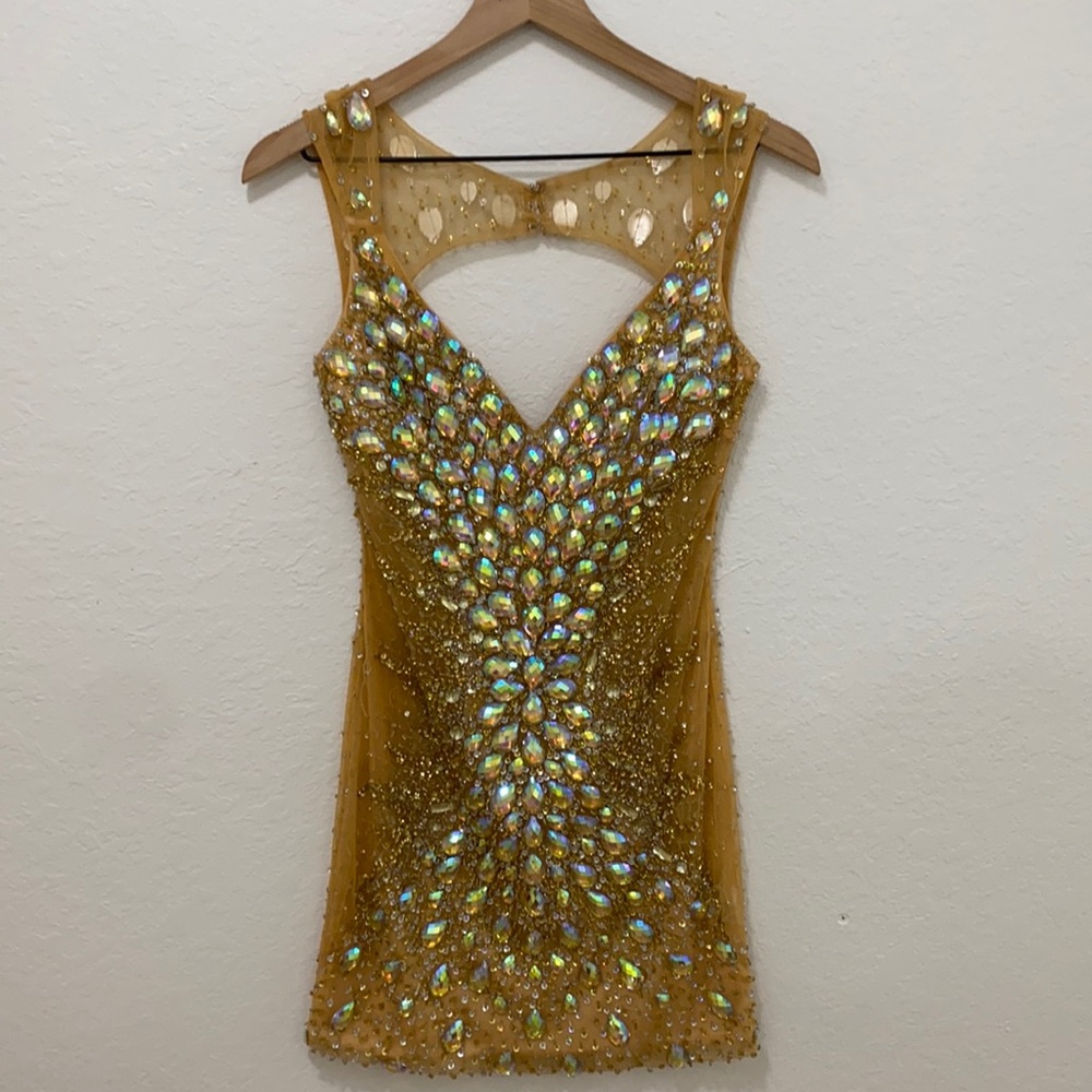 WATCH VIDEO amazing stunner nude see through glitzed out dress